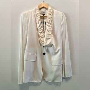 Ann Demeulemeester Vintage White Silk-Trim Blazer Jacket NWT